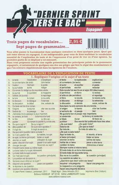 Buch DERNIER SPRINT VERS LE BAC ESPAGNOL VASSEUR