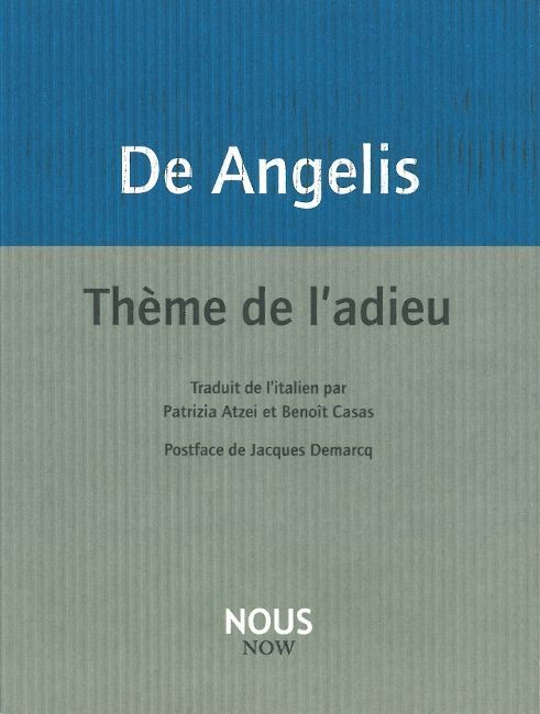 Book Thème de l'adieu Milo De Angelis