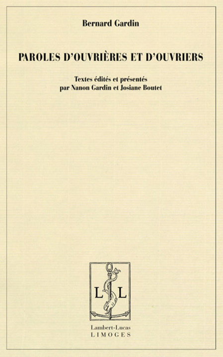 Knjiga Paroles d'ouvrières et d'ouvriers Gardin