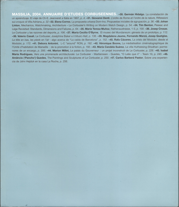 Carte Massilia 2004. Annuaire d'études corbuséennes collegium