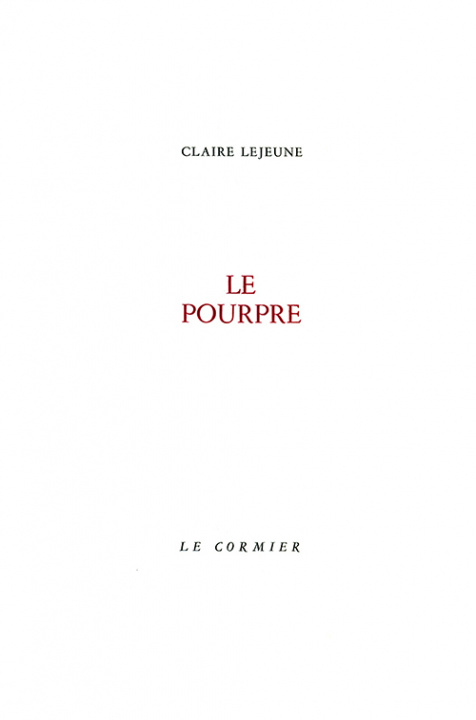 Buch LE POURPRE LEJEUNE CLAIRE