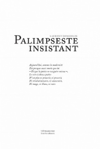 Kniha PALIMPSESTE INSISTANT DEMOULIN LAURENT