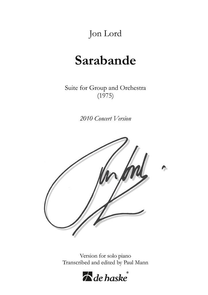 Buch SARABANDE PIANO JON LORD