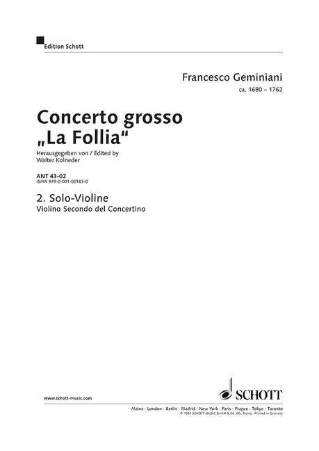 Tiskovina CONCERTO GROSSO FRANCESCO GEMINIANI