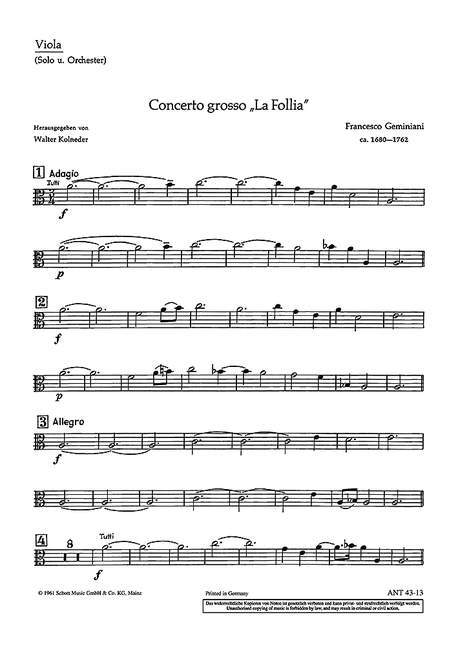 Drucksachen CONCERTO GROSSO FRANCESCO GEMINIANI