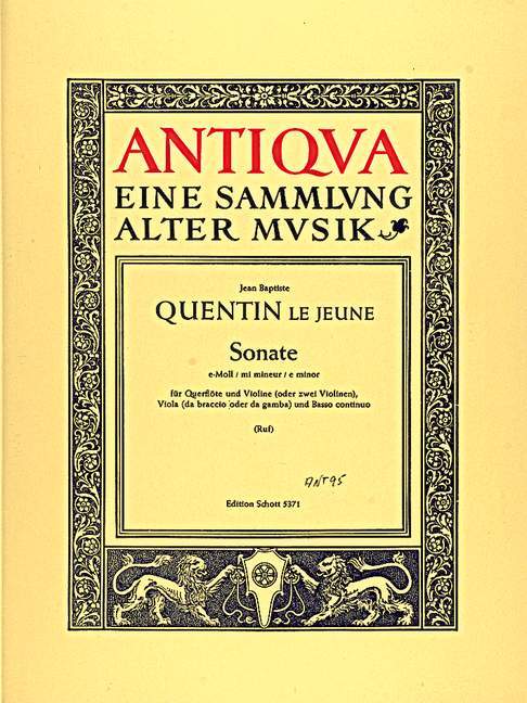 Pubblicazioni cartacee SONATA E MINOR OP. 10/3 -ENSEMBLE DE PARTITIONS JEAN BAPTISTE QUENTI