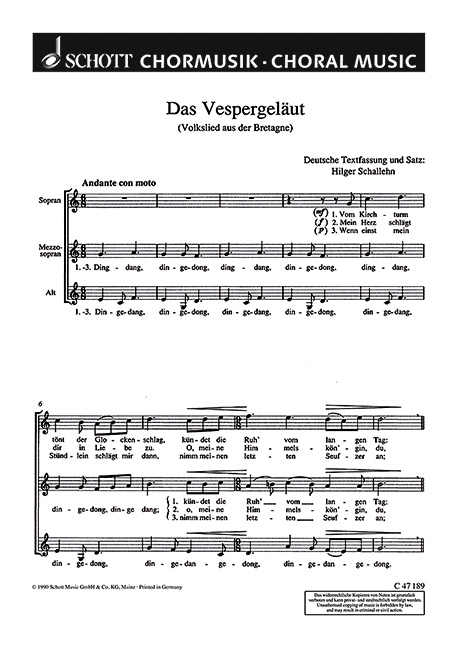 Drucksachen DAS VESPERGELAUT - LES CLOCHES DES VEPRES HILGER SCHALLEHN
