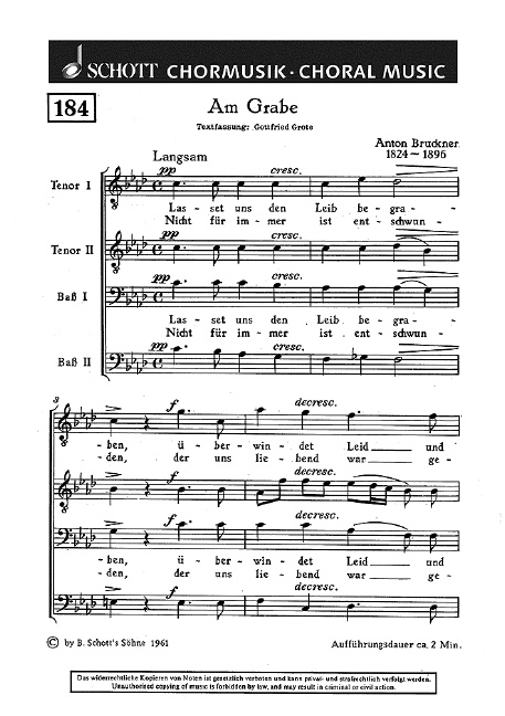 Printed items AM GRABE CHANT ANTON BRUCKNER