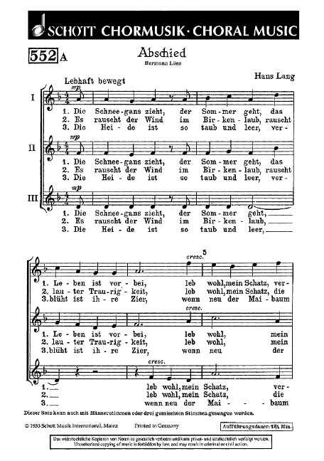 Drucksachen ABSCHIED / DER MAIE ARMIN KNAB_HANS LANG