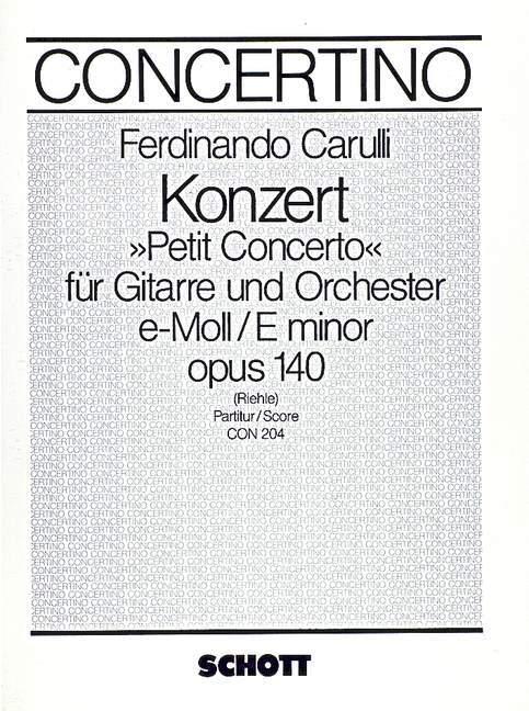 Articles imprimés CONCERTO E MINOR OP. 140 FERDINANDO CARULLI