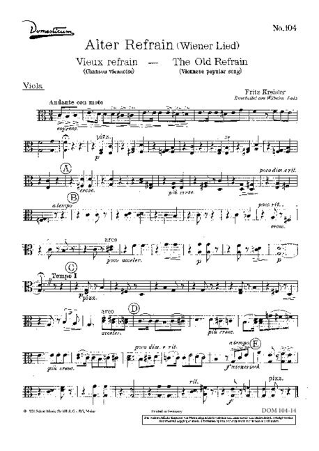 Drucksachen ALTER REFRAIN FRITZ KREISLER