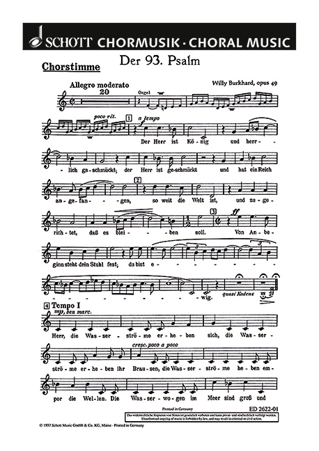Drucksachen DER 93. PSALM OP. 49 WILLY BURKHARD