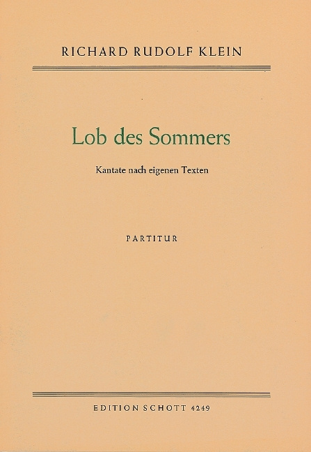 Drucksachen LOB DES SOMMERS RICHARD RUDOLF KLEIN