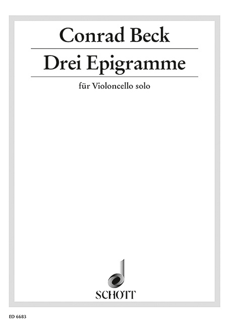 Printed items THREE EPIGRAMME VIOLONCELLE CONRAD BECK
