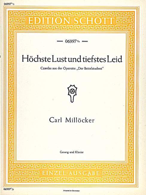 Printed items DER BETTELSTUDENT CHANT CARL MILLOCKER