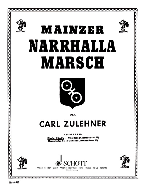 Tiskani izdelki MAINZER NARRHALLA-MARCH PIANO CARL ZULEHNER