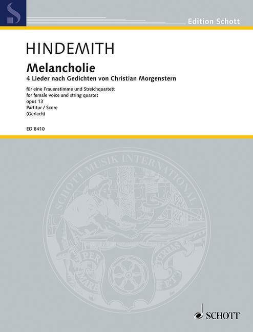 Printed items MELANCHOLY OP. 13 PAUL HINDEMITH