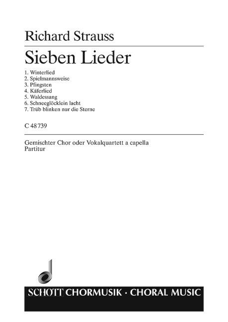 Tiskani izdelki SIEBEN VIERSTIMMIGE LIEDER O. OP. AV. 67 RICHARD STRAUSS