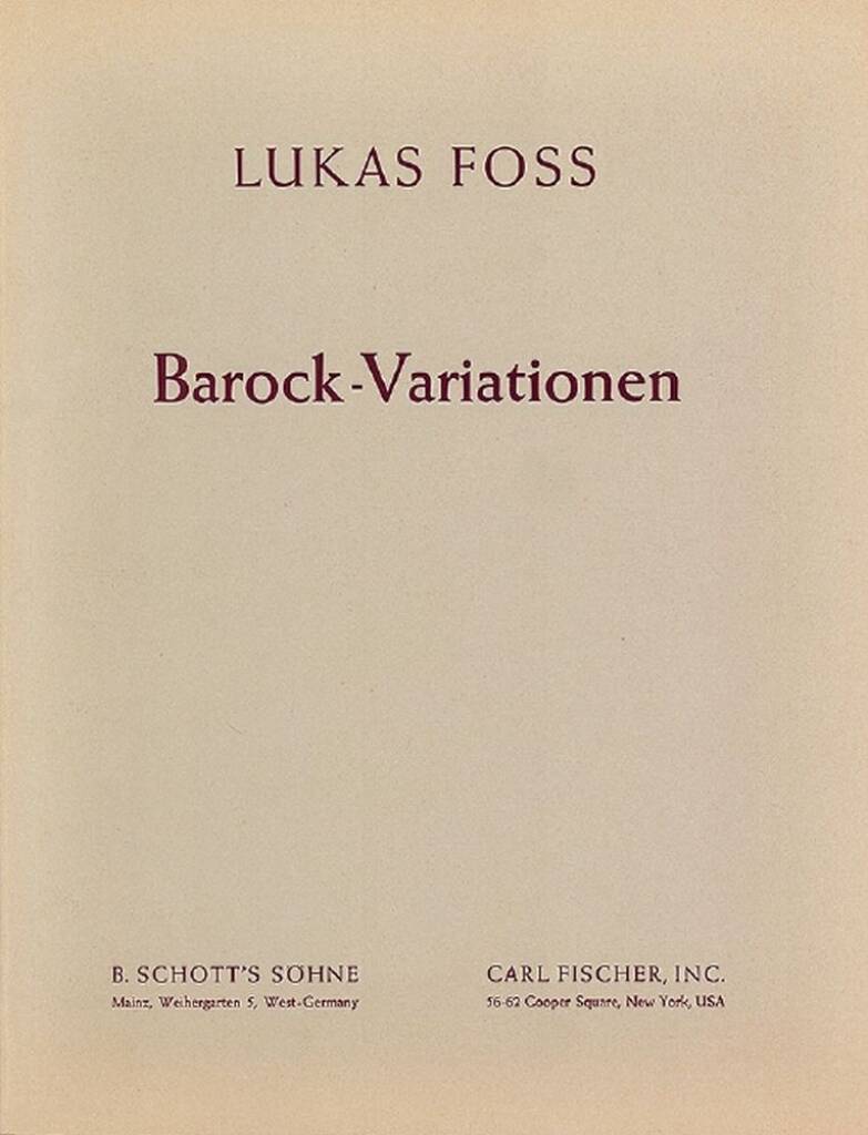 Knjiga BAROQUE VARIATIONS ORCHESTRE LUKAS FOSS