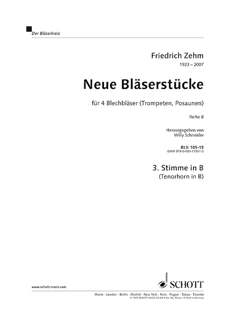 Tiskovina NEW WIND PIECES FRIEDRICH ZEHM