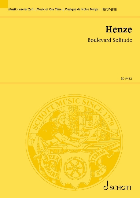 Tiskani izdelki BOULEVARD SOLITUDE HANS WERNER HENZE