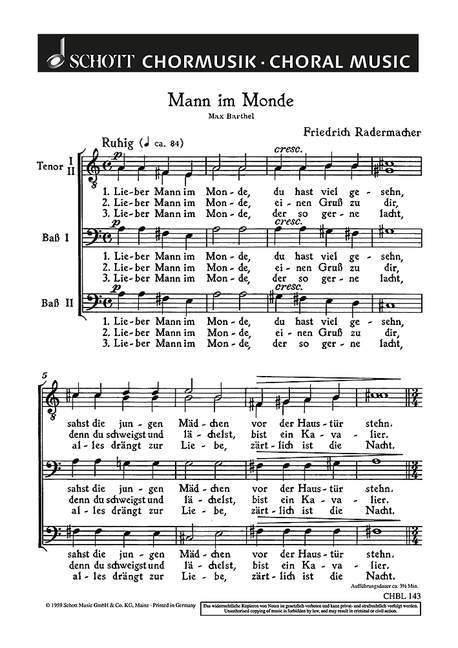 Tiskovina MANN IM MONDE CHANT FRIEDRICH RADERMACHE