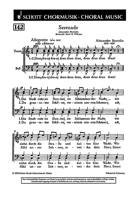 Nyomtatványok SERENADE ALEXANDER PORFIRYEVI