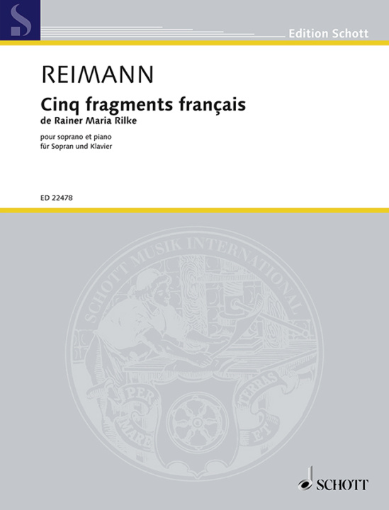 Tiskani izdelki CINQ FRAGMENTS FRANCAIS DE RAINER MARIA RILKE ARIBERT REIMANN