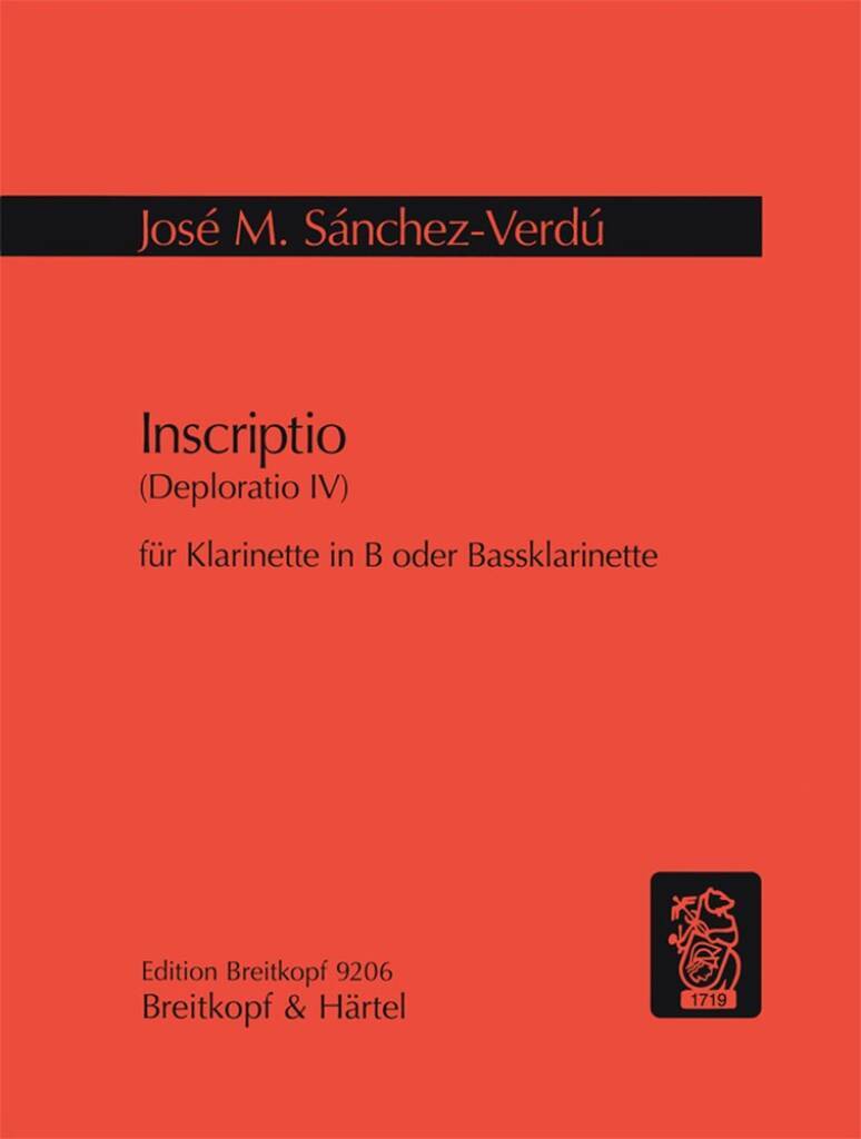 Knjiga INSCRIPTIO CLARINETTE JOSE MARIA SANCHEZ-V