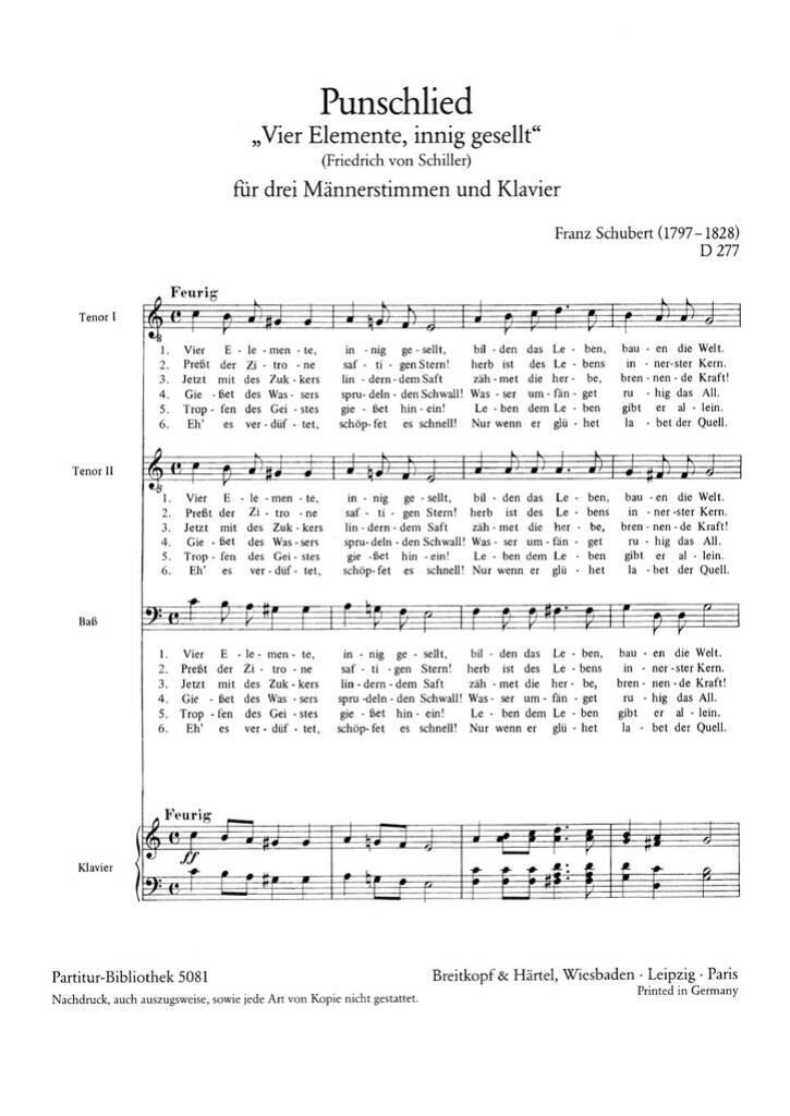 Knjiga PUNSCHLIED D 277 FRANZ SCHUBERT