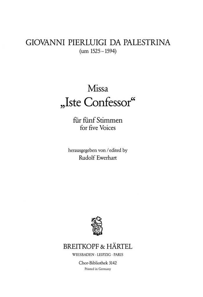 Buch MISSA ISTE CONFESSOR GIOVANNI PIERLUIGI D