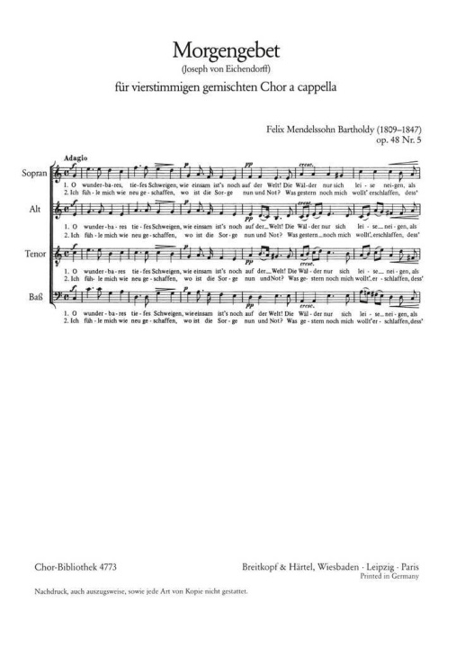 Knjiga MORGENGEBET FELIX MENDELSSOHN BA