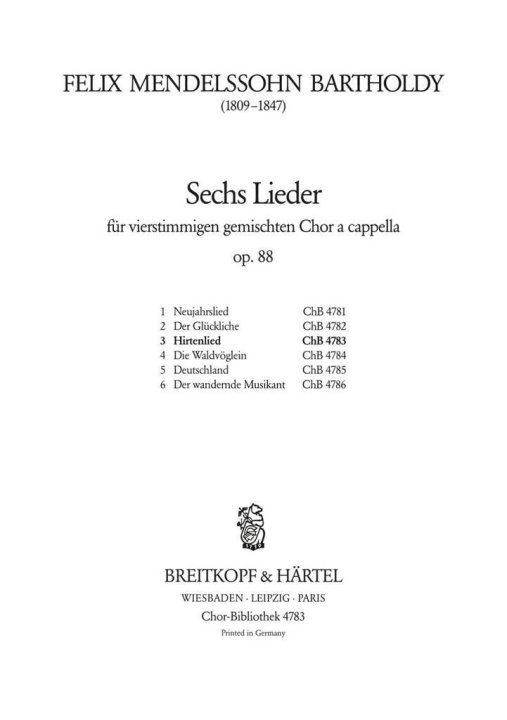 Knjiga HIRTENLIED FELIX MENDELSSOHN BA