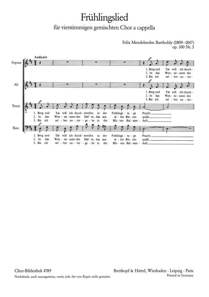 Knjiga FRUHLINGSLIED FELIX MENDELSSOHN BA