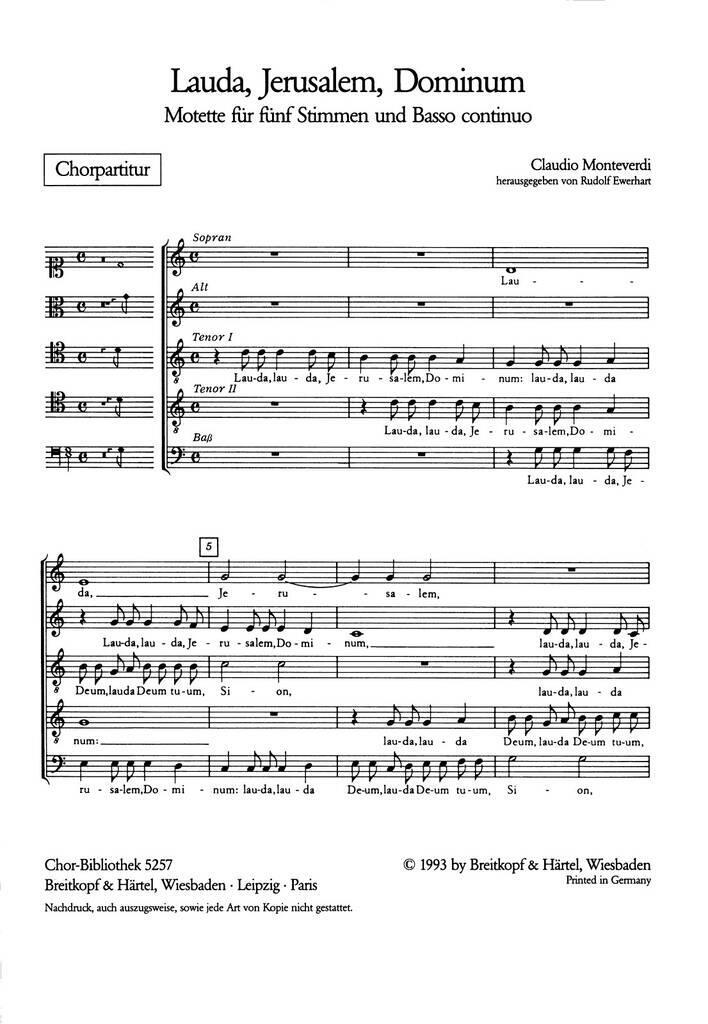 Knjiga LAUDA, JERUSALEM, DOMINUM CLAUDIO MONTEVERDI