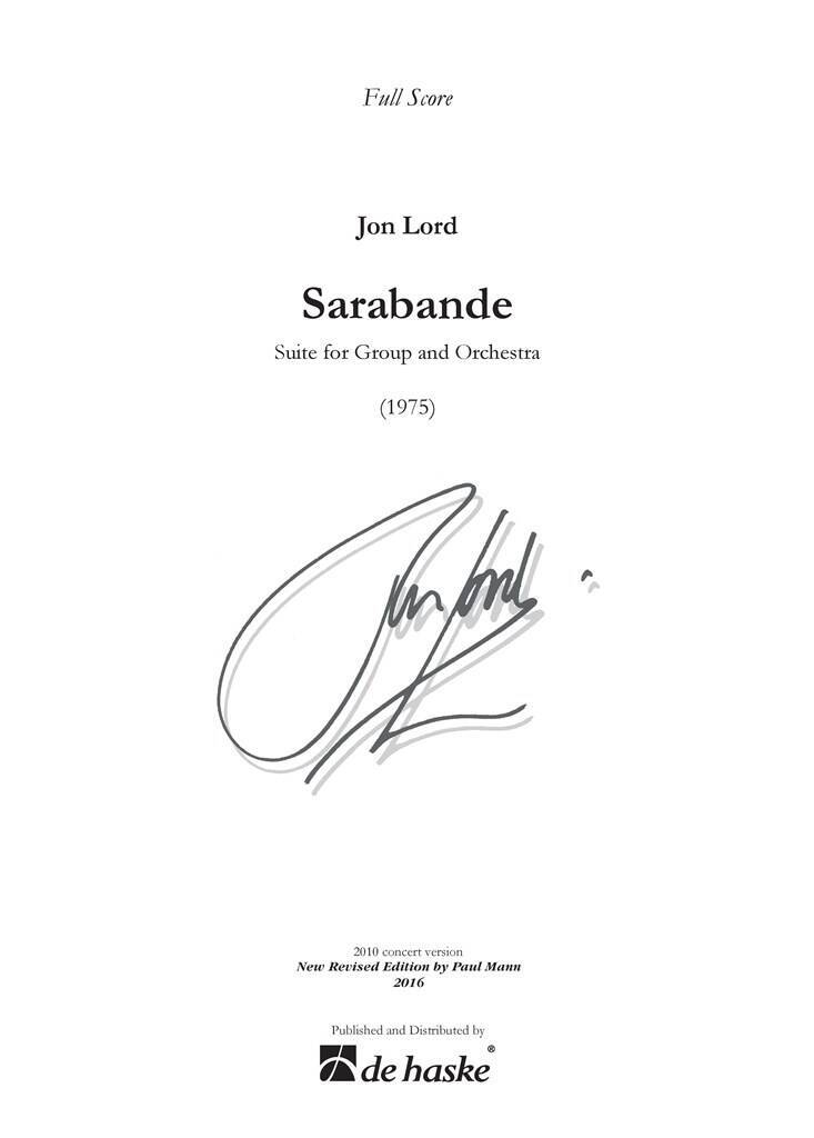 Buch SARABANDE ORCHESTRE JON LORD
