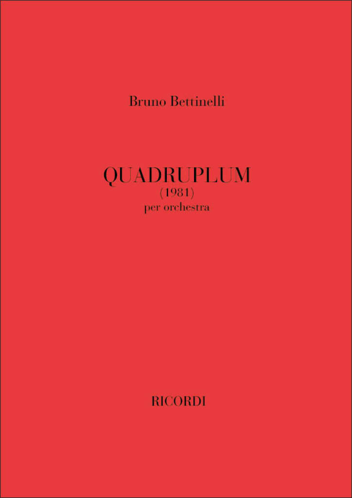 Kniha QUADRUPLUM ORCHESTRE BRUNO BETTINELLI