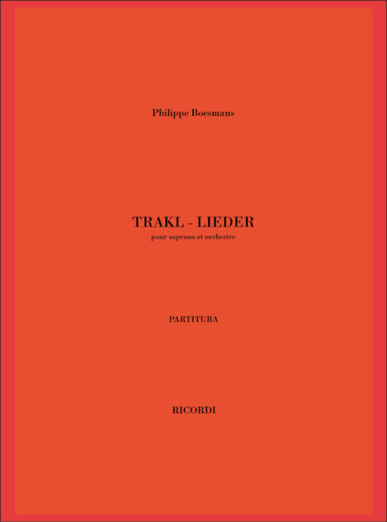 Knjiga TRAKL - LIEDER PHILIPPE BOESMANS