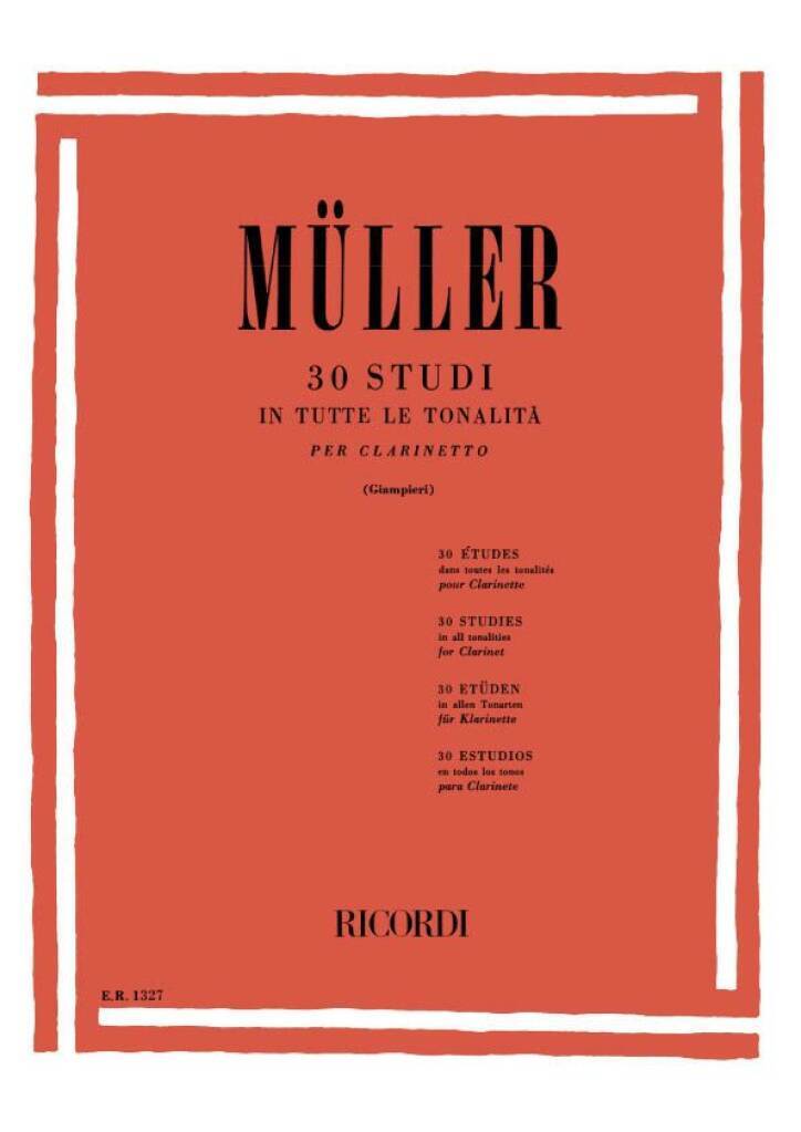 Knjiga 30 STUDI IN TUTTE LE TONALITA CLARINETTE I. MULLER