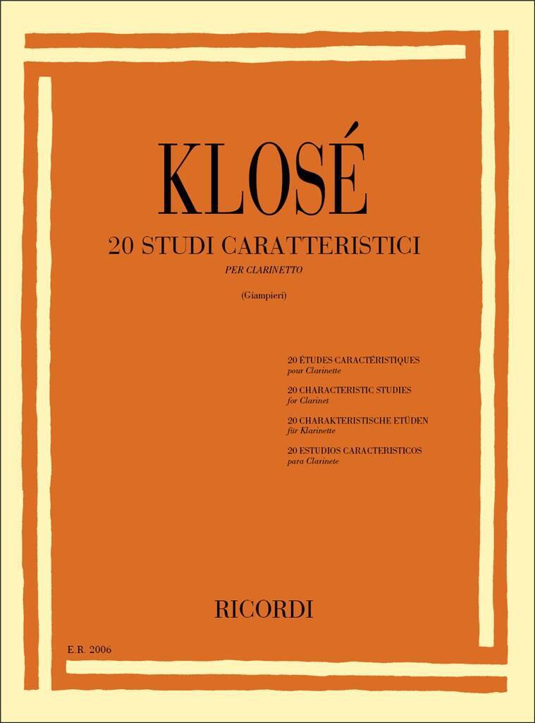 Knjiga 20 STUDI CARATTERISTICI CLARINETTE H.E. KLOSU
