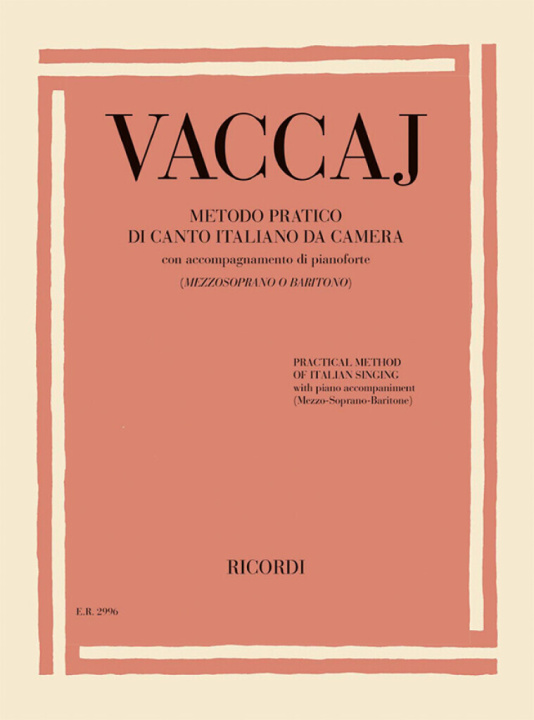 Kniha METODO PRATICO DI CANTO ITALIANO DA CAMERA NICOLA VACCAI