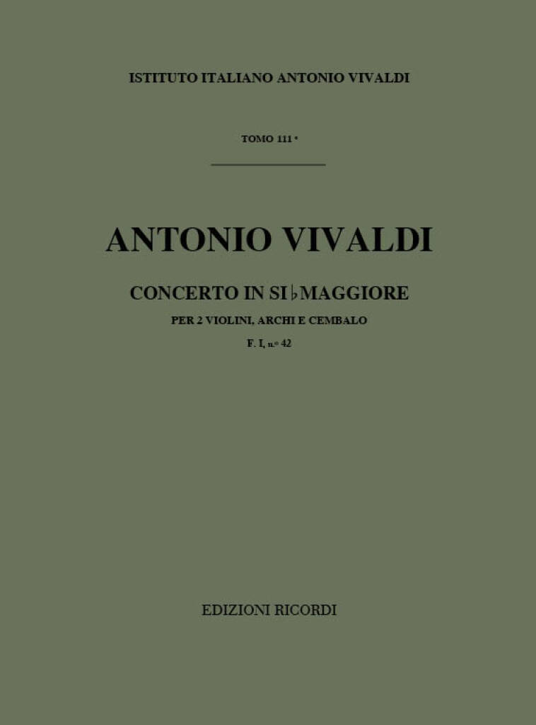 Knjiga CONCERTO IN SI B MAGGIORE (B FLAT MAJOR) ANTONIO VIVALDI
