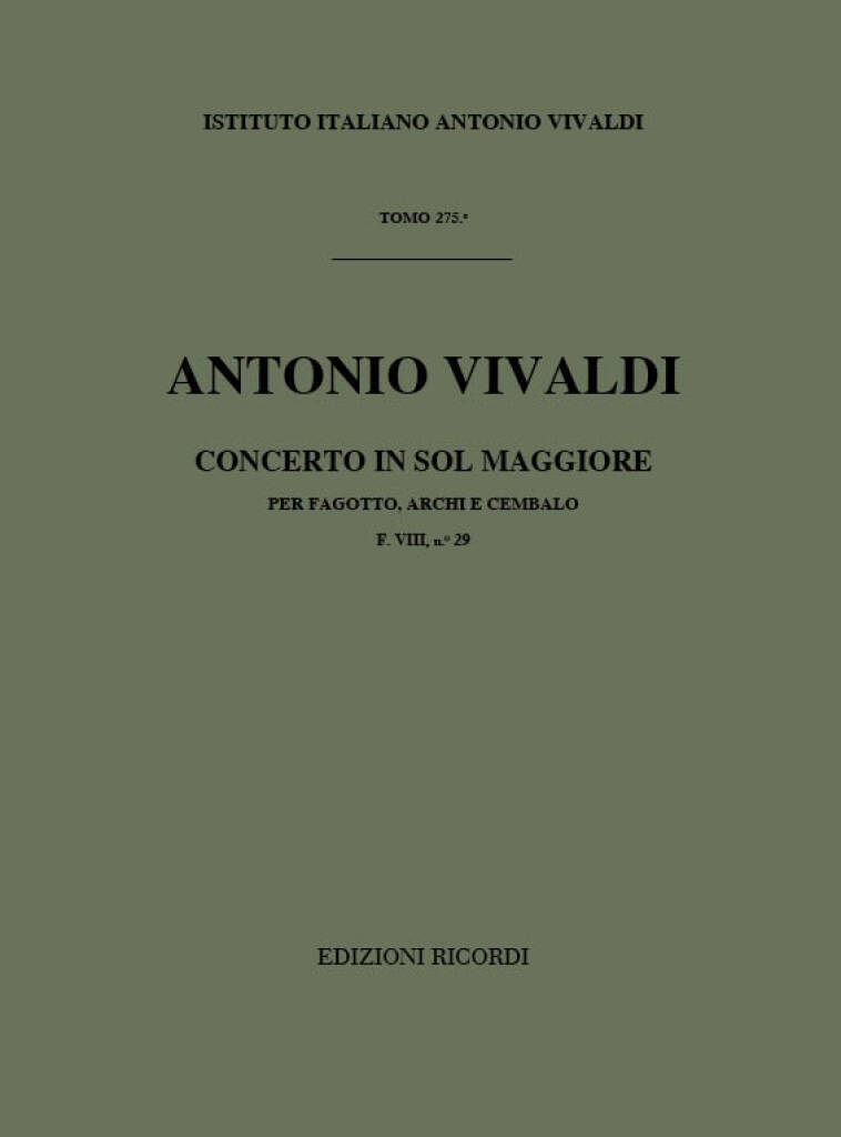Knjiga CONCERTO IN SOL MAGGIORE (G MAJOR) ANTONIO VIVALDI