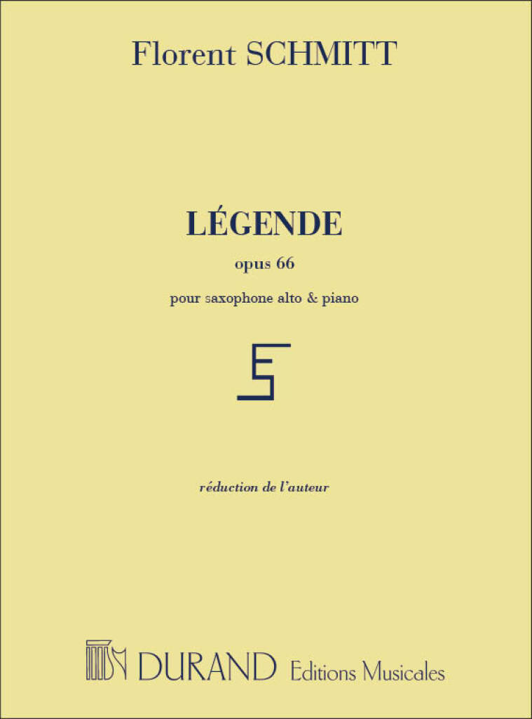 Knjiga LEGENDE OPUS 66 SAXOPHONE FLORENT SCHMITT