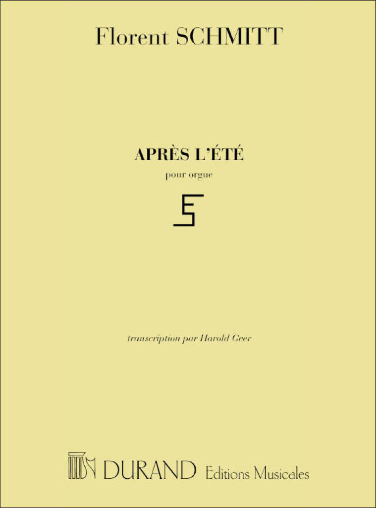 Libro APRES L'ETE ORGUE  ORGUE FLORENT SCHMITT