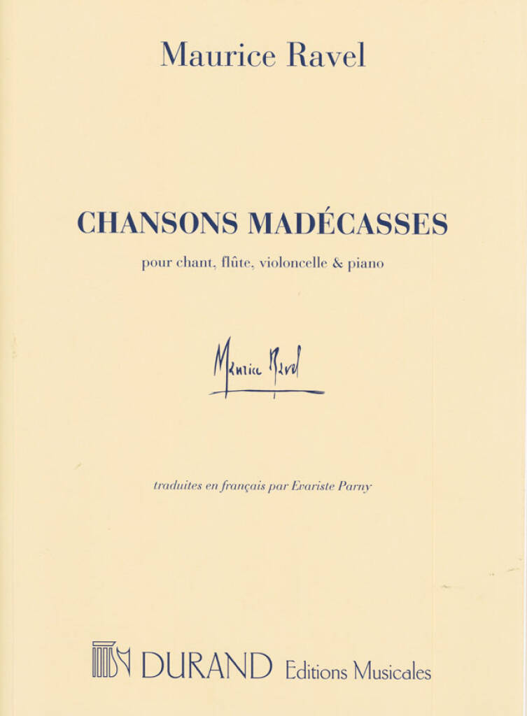 Knjiga CHANSONS MADECASSES MAURICE RAVEL