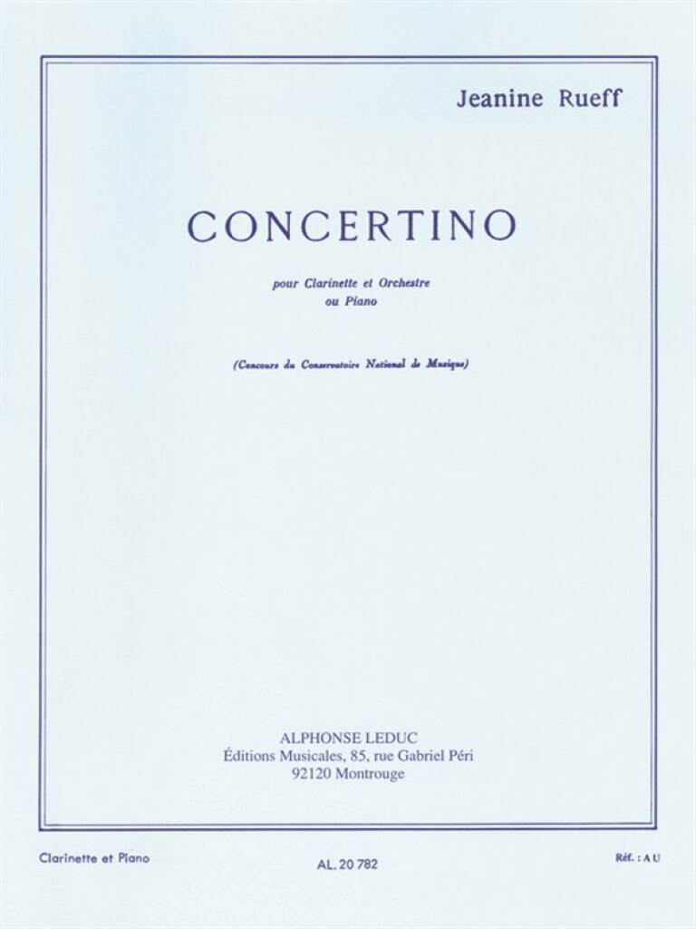 Livro CONCERTINO OP 15 POUR CLARINETTE ET ORCHESTRE VERSION CLARINETTE ET PIANO RUEFF