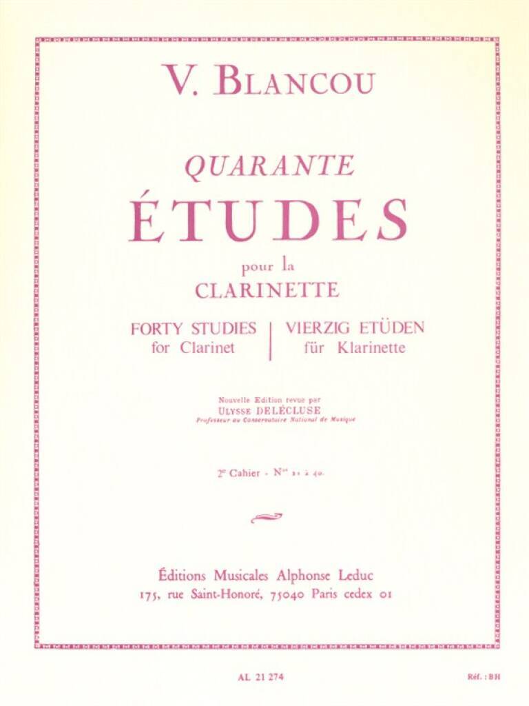 Libro VICTOR BLANCOU: FORTY STUDIES - VOL. 2  (CLARINET) BLANCOU