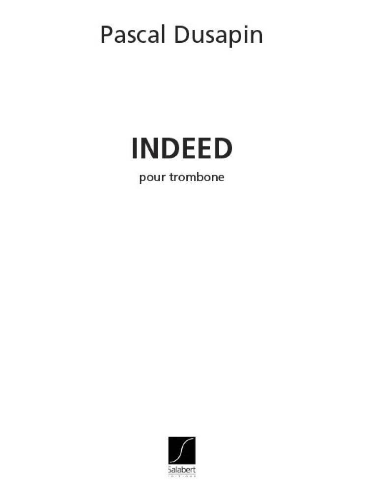 Kniha INDEED TROMBONE SEUL PASCAL DUSAPIN