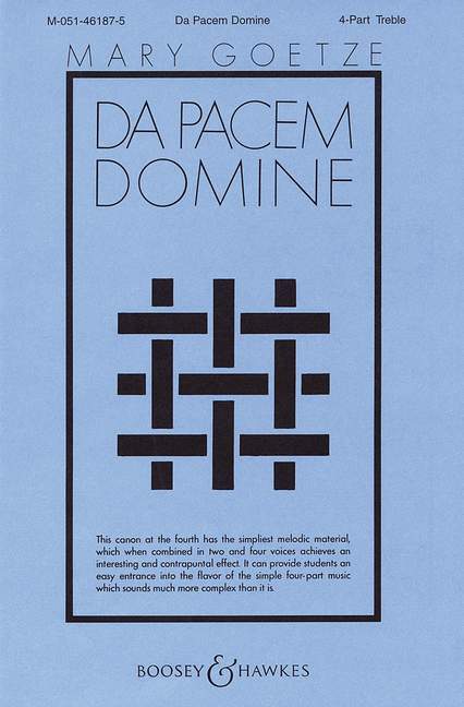 Artigos impressos DA PACEM DOMINE CHANT MELCHIOR FRANCK